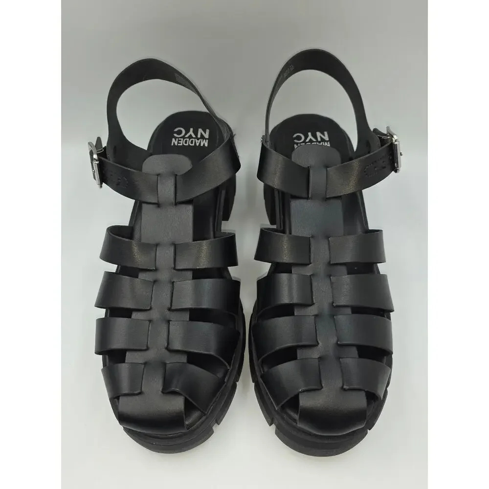 Madden NYC Sandals Womens 11 Platform Fisherman Black Casual Comfort Block Heel